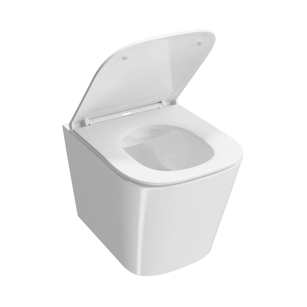 CU.wc.02 Унитаз Cubo/Кубо подвесной безободковый с крепежом и сиденьем, белый глянцевый