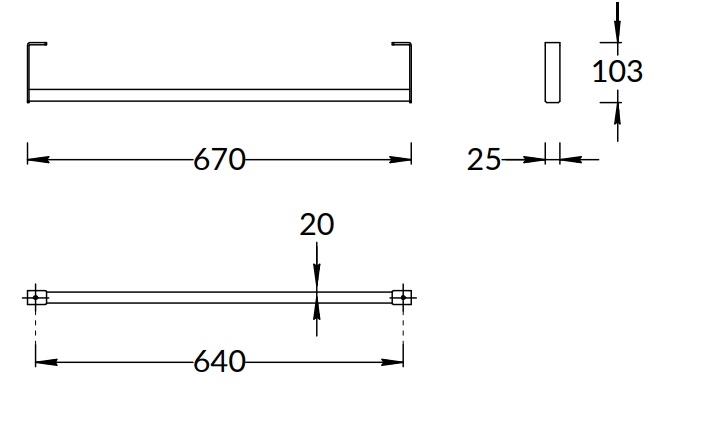 LO.trl.70/BLK.M Держатель для полотенец к раковинам Logica/Лоджика 70 с крепежом, черный матовый