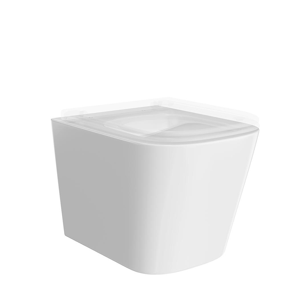 CU.wc.02 Унитаз Cubo/Кубо подвесной безободковый с крепежом и сиденьем, белый глянцевый