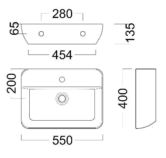 PLR.wb.55.02 Раковина Plaza/Плаза подвесная 55, белая глянцевая