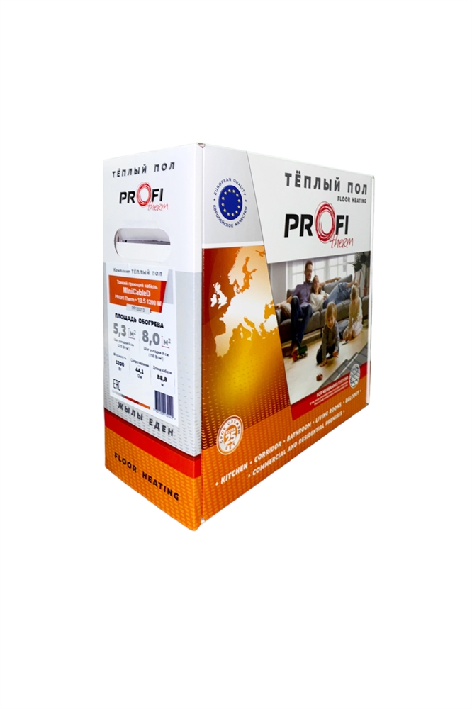 Тонкий греющий кабель PROFI Therm MiniCableD  13.5 (225Вт, 1,0-1,5м2), арт.PF022513