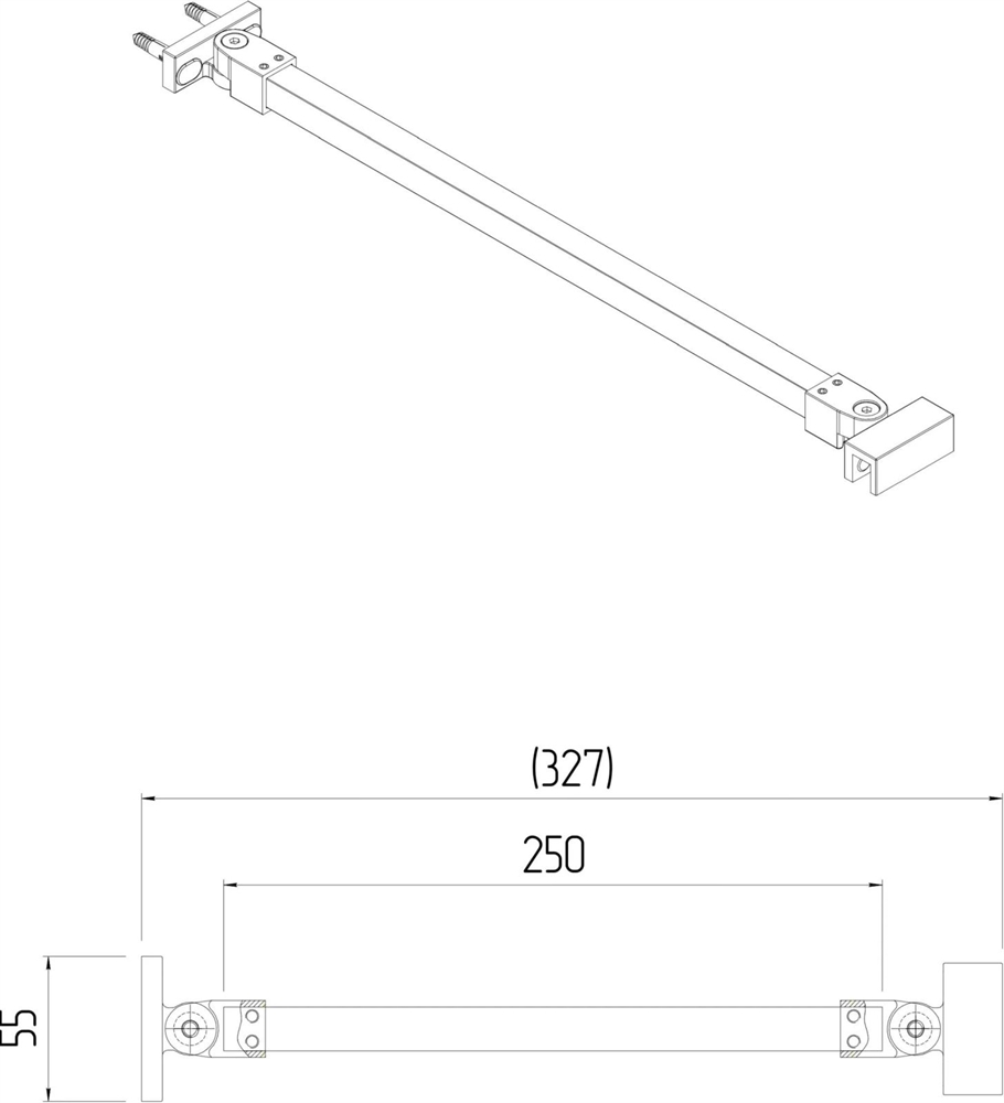 VE.FB250.BSD.BLK.M Фиксатор для стеклянной шторки Vetro/Ветро, 25 см, матовый черный