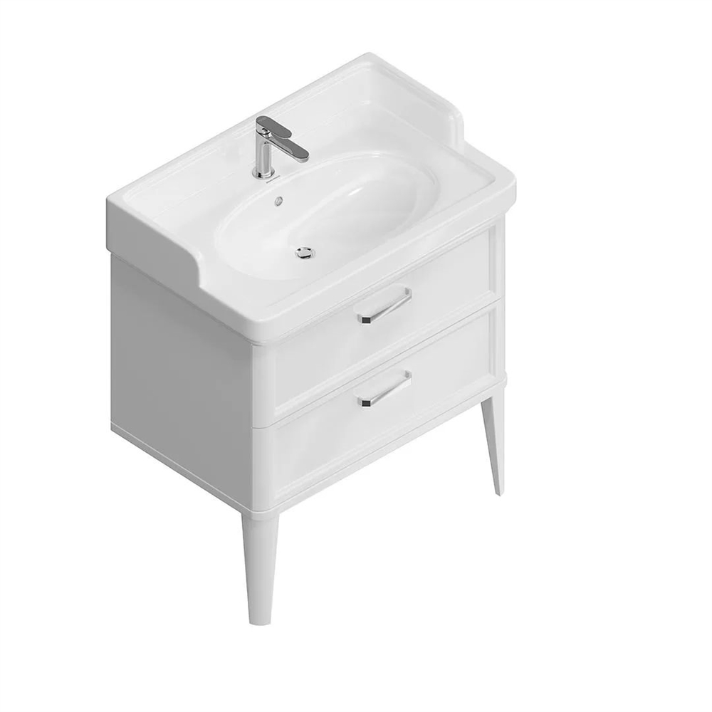 PO.M.80.2/WHT Тумба Pompei/Помпеи напольная с 2 ящиками 80, белая глянцевая
