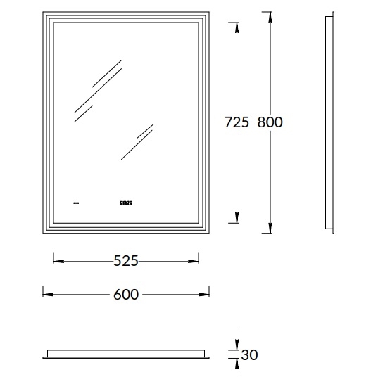 TE.mi.60 Зеркало Tecno/Текно c LED 60 с подсветкой, с функцией антизапотевание, белое глянцевое