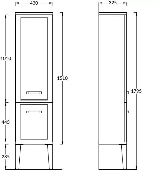 PO.M.150/BLK Пенал Pompei/Помпеи напольный\подвесной 150, черный глянцевый