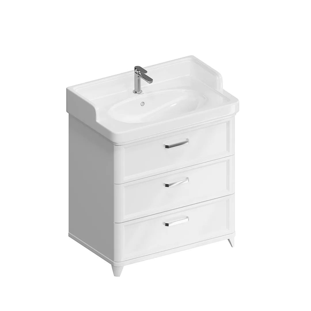 PO.M.80.3/WHT Тумба Pompei/Помпеи напольная с 3 ящиками 80, белая глянцевая