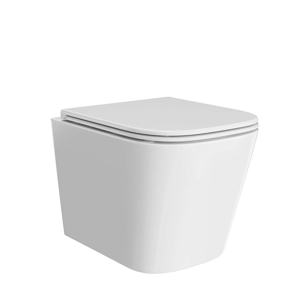 CU.wc.02 Унитаз Cubo/Кубо подвесной безободковый с крепежом и сиденьем, белый глянцевый