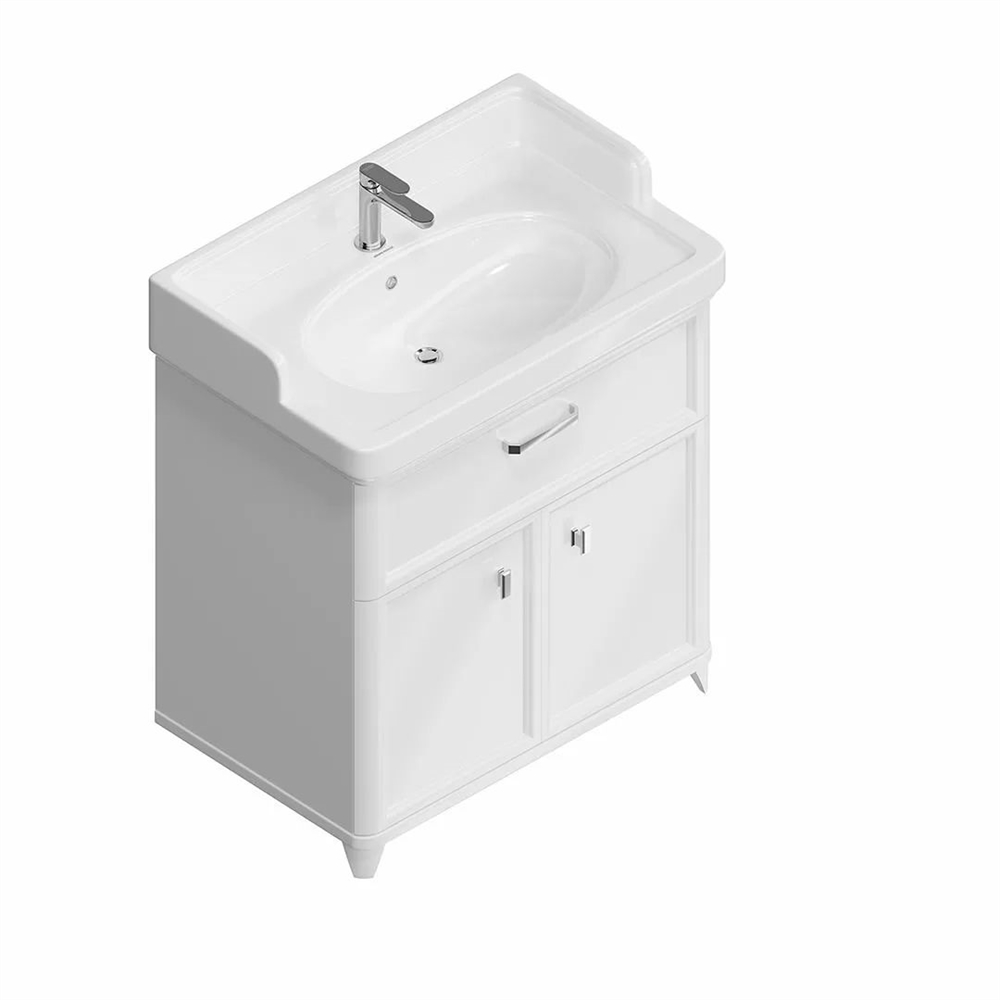 PO.M.80.1/WHT Тумба Pompei/Помпеи напольная с ящиком и дверцами 80, белая глянцевая