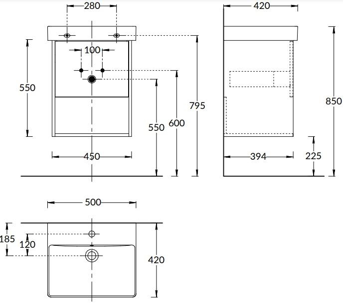 PRO.50.1/OLM Тумба Pro/Про подвесная 1 ящик 50, вяз