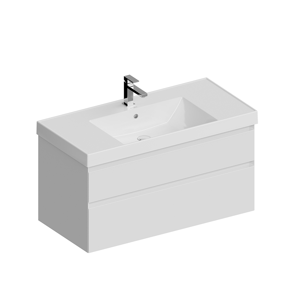 CUB.100.2/WHT.M Тумба Cubo/Кубо подвесная с ящиками 100, белая матовая