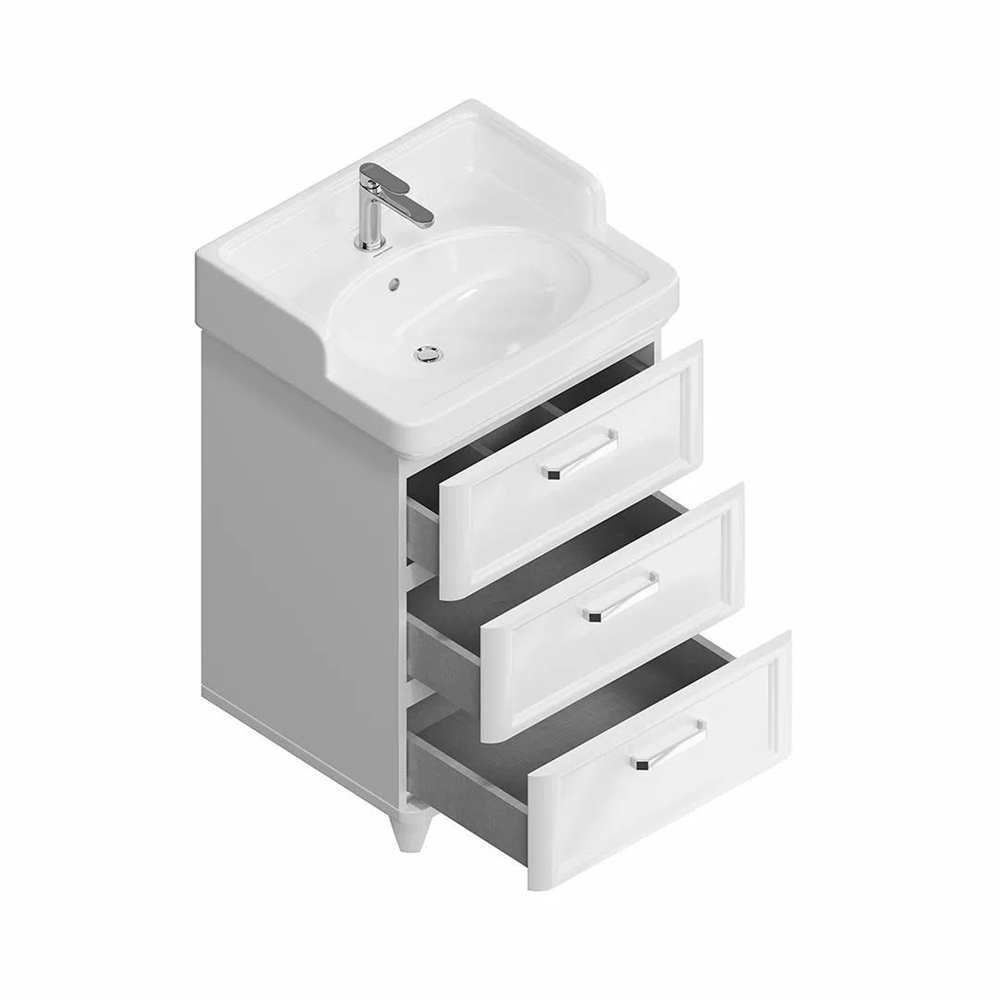 PO.M.60.3/WHT Тумба Pompei/Помпеи напольная с 3 ящиками 60, белая глянцевая