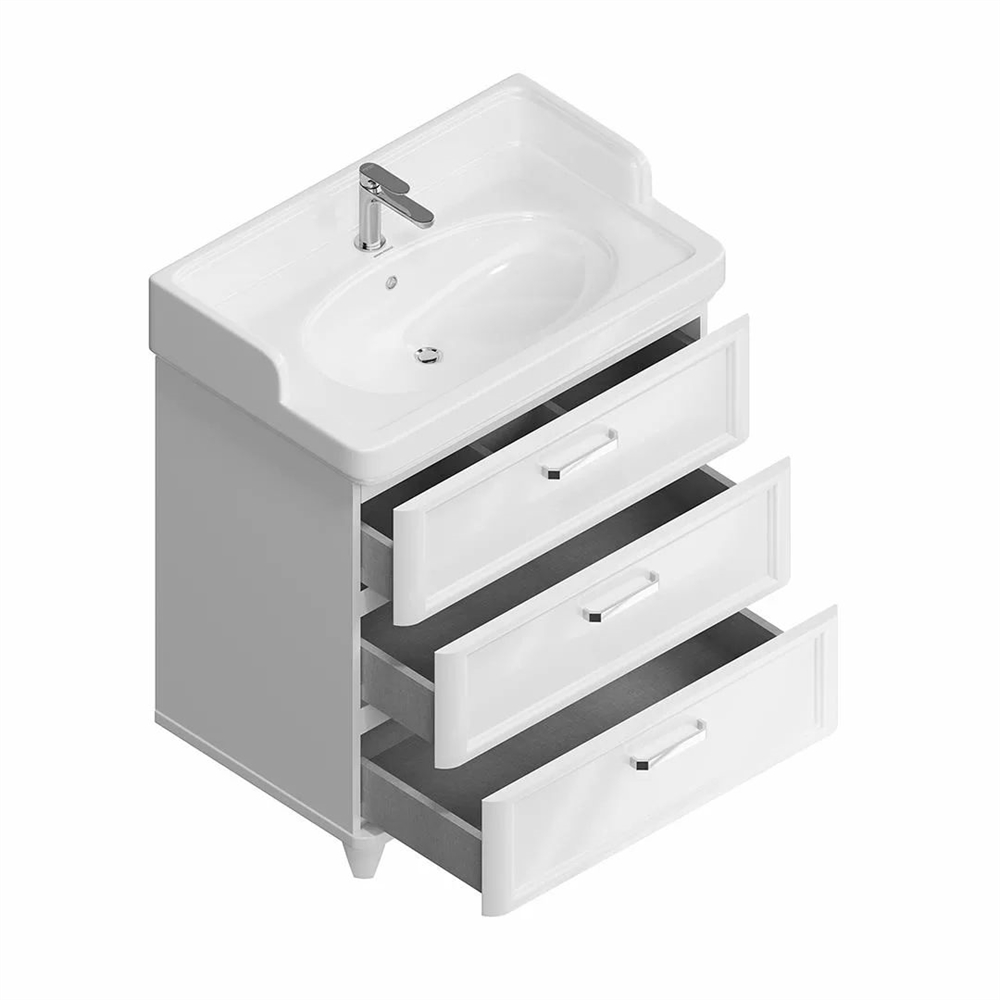 PO.M.80.3/WHT Тумба Pompei/Помпеи напольная с 3 ящиками 80, белая глянцевая