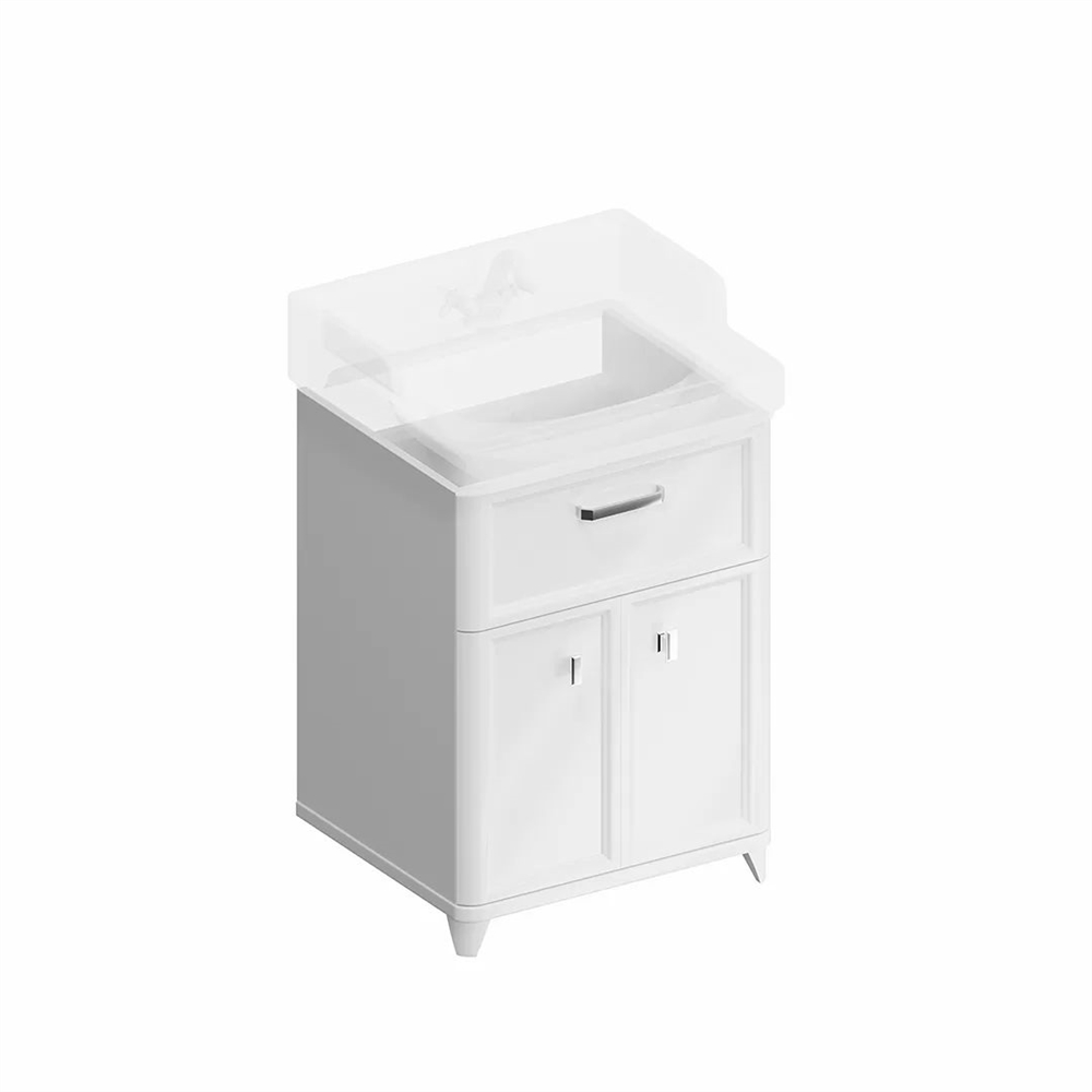 PO.M.60.1/WHT Тумба Pompei/Помпеи напольная с ящиком и дверцами 60, белая глянцевая