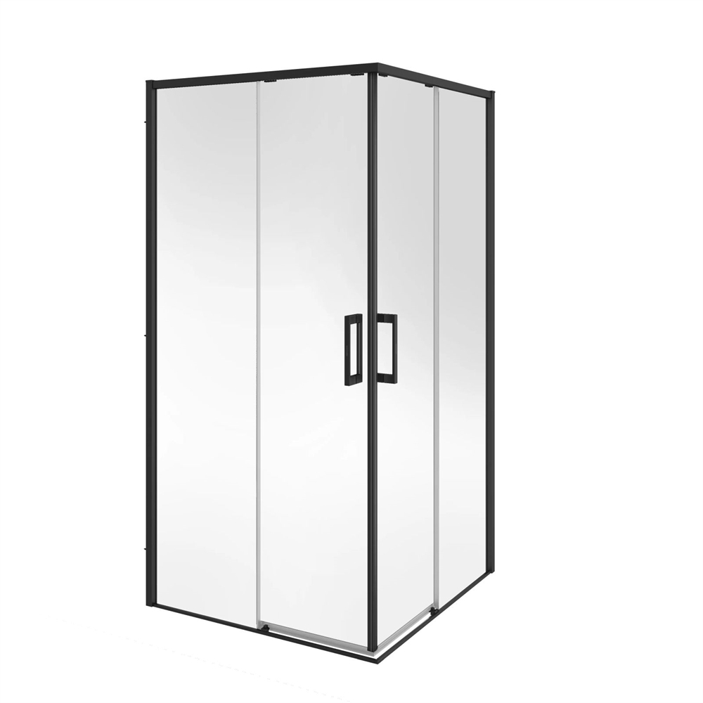 LN.100.SSD.BLK.M Душевой уголок Lindo/Линдо, раздвижной с функцией плавного открывания и закрывания, квадратный, 100х100х195, матовый черный