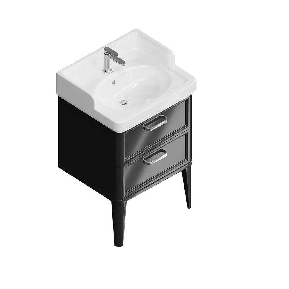 PO.M.60.2/BLK Тумба Pompei/Помпеи напольная с 2 ящиками 60, черная глянцевая