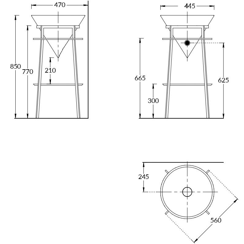 CO.44/BLK.M Металлическая структура Cono/Коно напольная 44, черная матовая