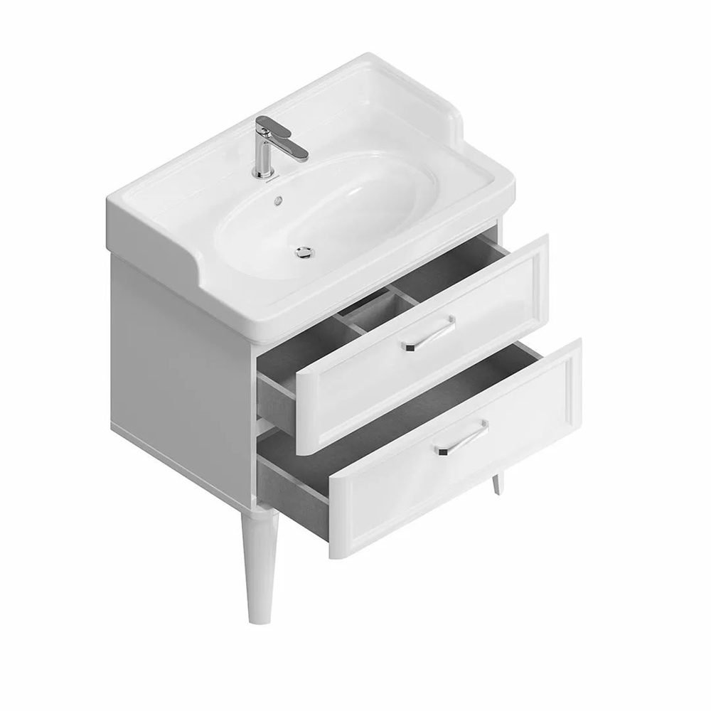 PO.M.80.2/WHT Тумба Pompei/Помпеи напольная с 2 ящиками 80, белая глянцевая