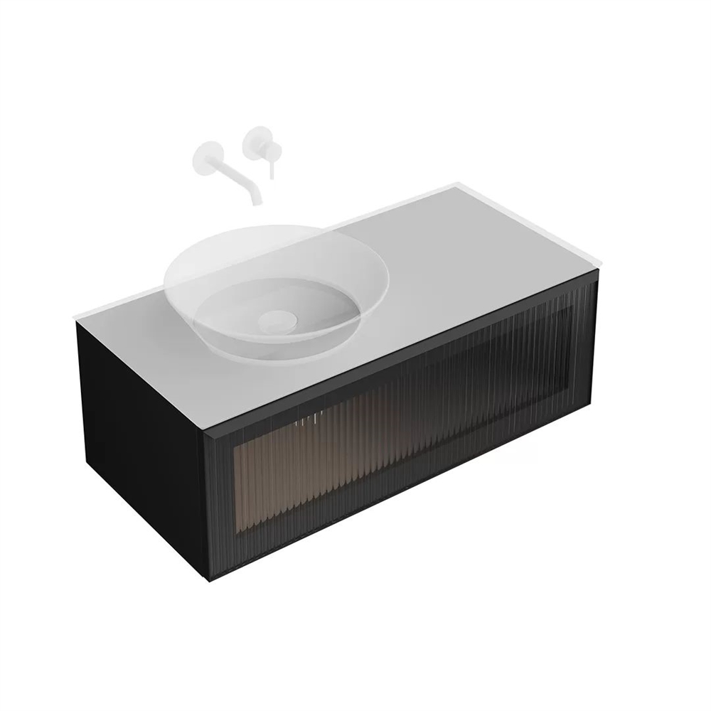 IC.100.1/BLK Тумба Iconico/Иконико подвесная 100 с рифленым стеклом, 1 ящик, черная
