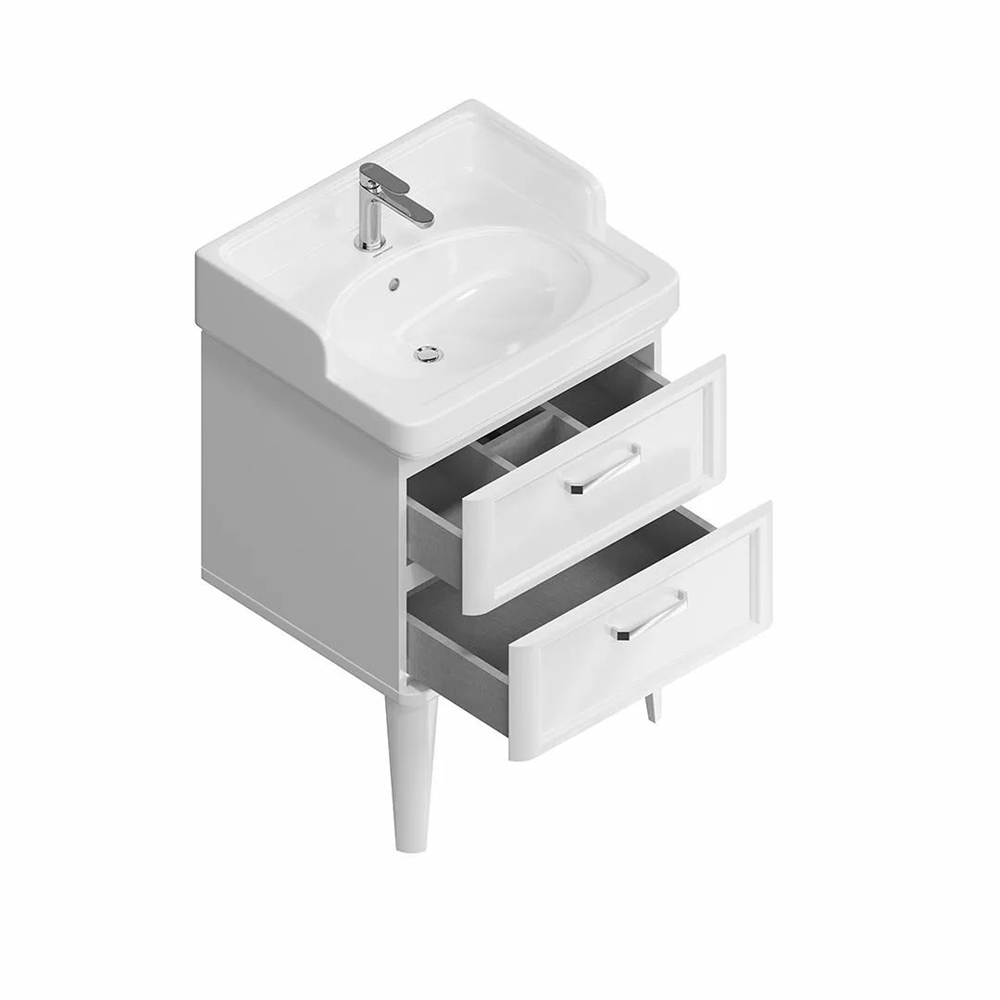 PO.M.60.2/WHT Тумба Pompei/Помпеи напольная с 2 ящиками 60, белая глянцевая