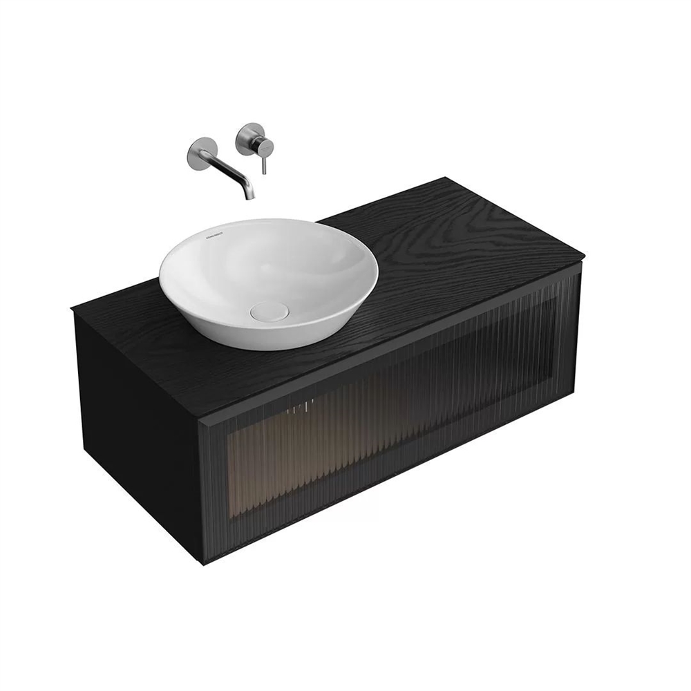 IC.100.1/BLK Тумба Iconico/Иконико подвесная 100 с рифленым стеклом, 1 ящик, черная