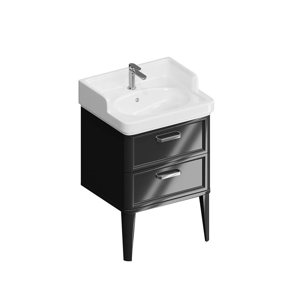 PO.M.60.2/BLK Тумба Pompei/Помпеи напольная с 2 ящиками 60, черная глянцевая