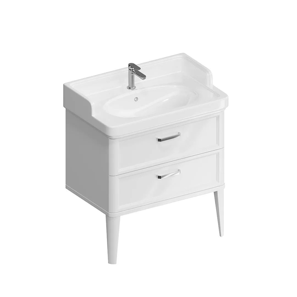 PO.M.80.2/WHT Тумба Pompei/Помпеи напольная с 2 ящиками 80, белая глянцевая