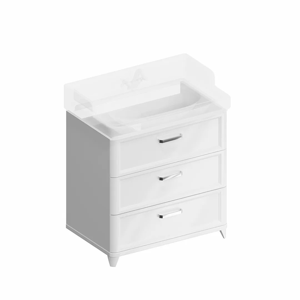 PO.M.80.3/WHT Тумба Pompei/Помпеи напольная с 3 ящиками 80, белая глянцевая